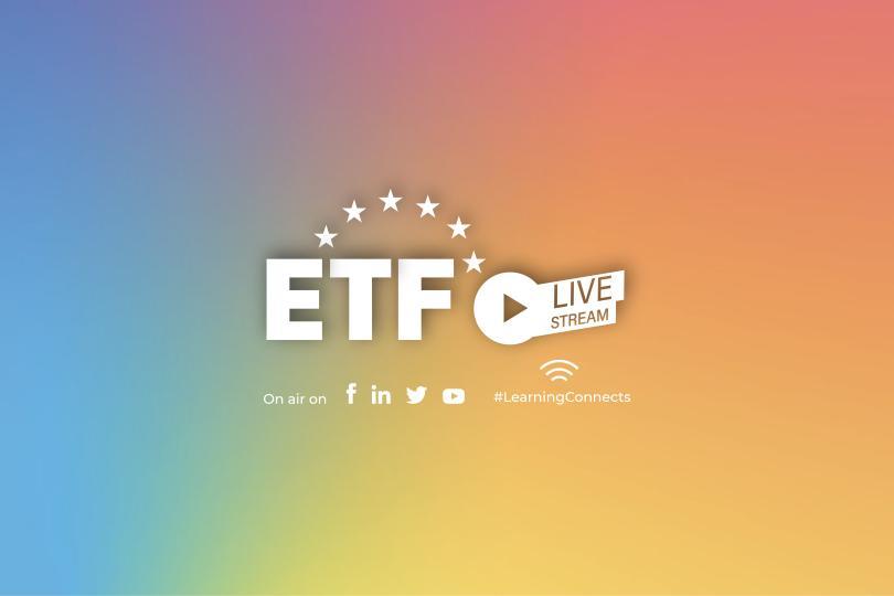 Coloured slide with text which reads ETF FB Live Stream