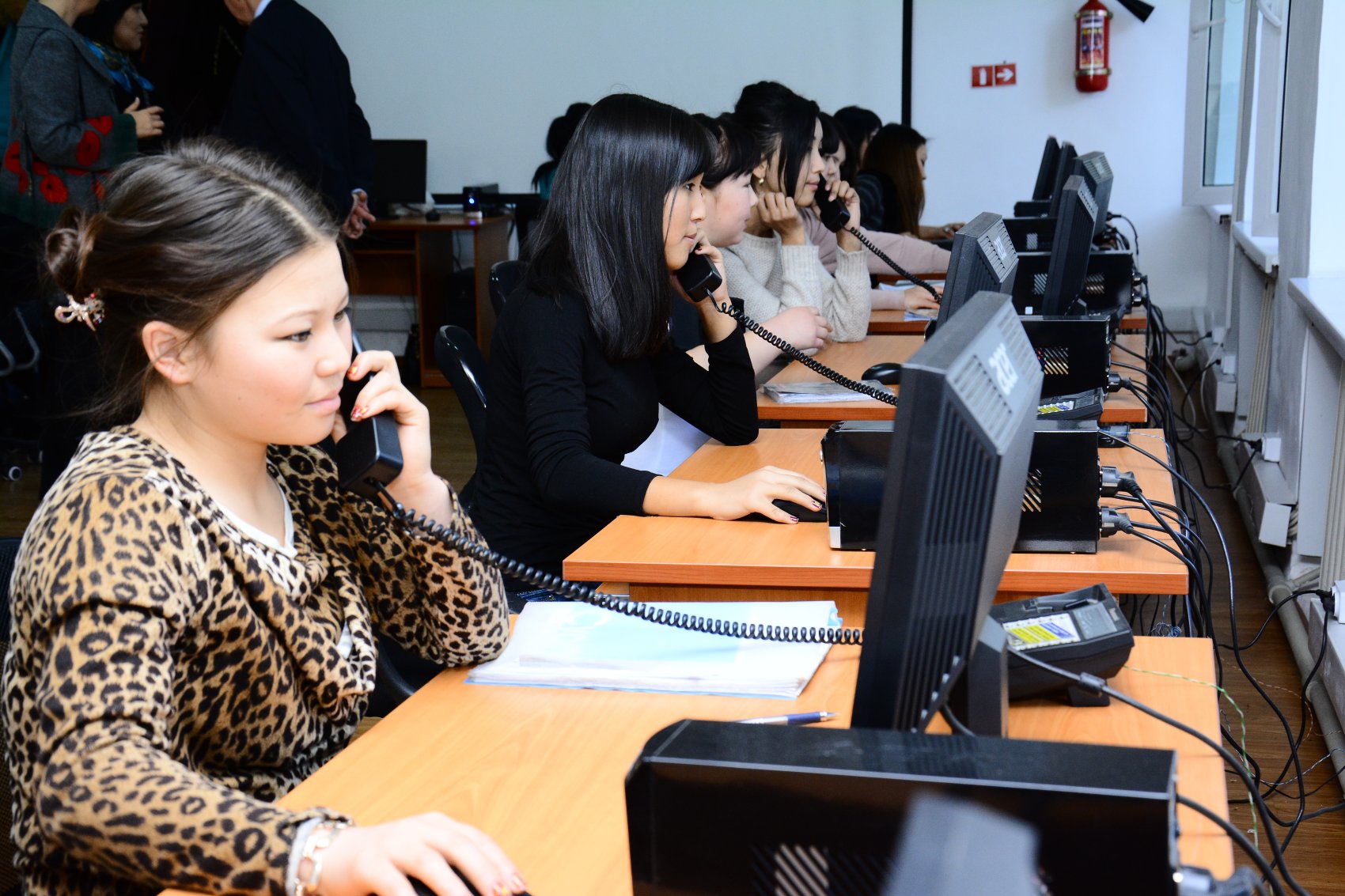 Students learning computer and admin skills