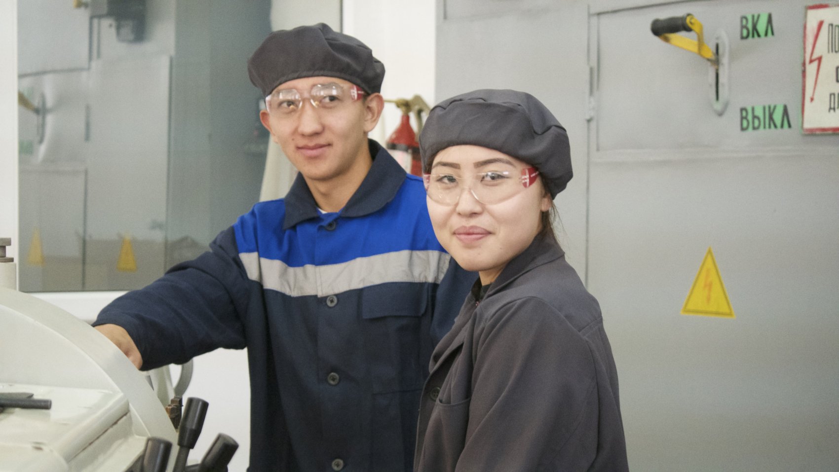 Boy and girl in workshop in Kazakhstan