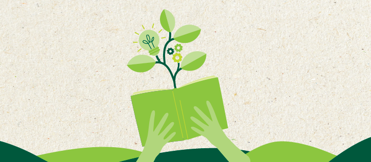 plant and light bulb growing out of a book
